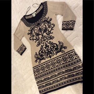 Flying Tomato Cream/tan fitted light sweater dress